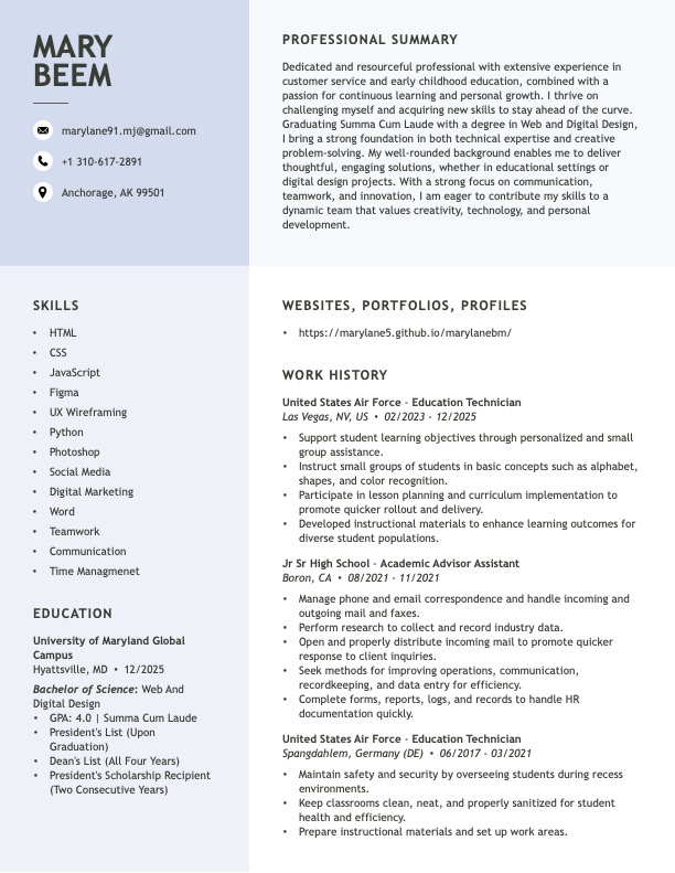 Resume part 1